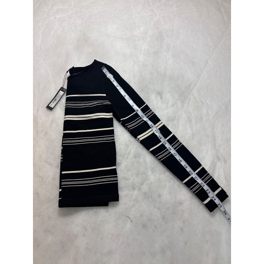 Steve Madden Womens Asymmetrical Striped Long Sleeve Knit Top Black White sz sm - Picture 10 of 10